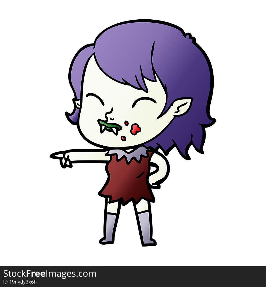 cartoon vampire girl with blood on cheek. cartoon vampire girl with blood on cheek