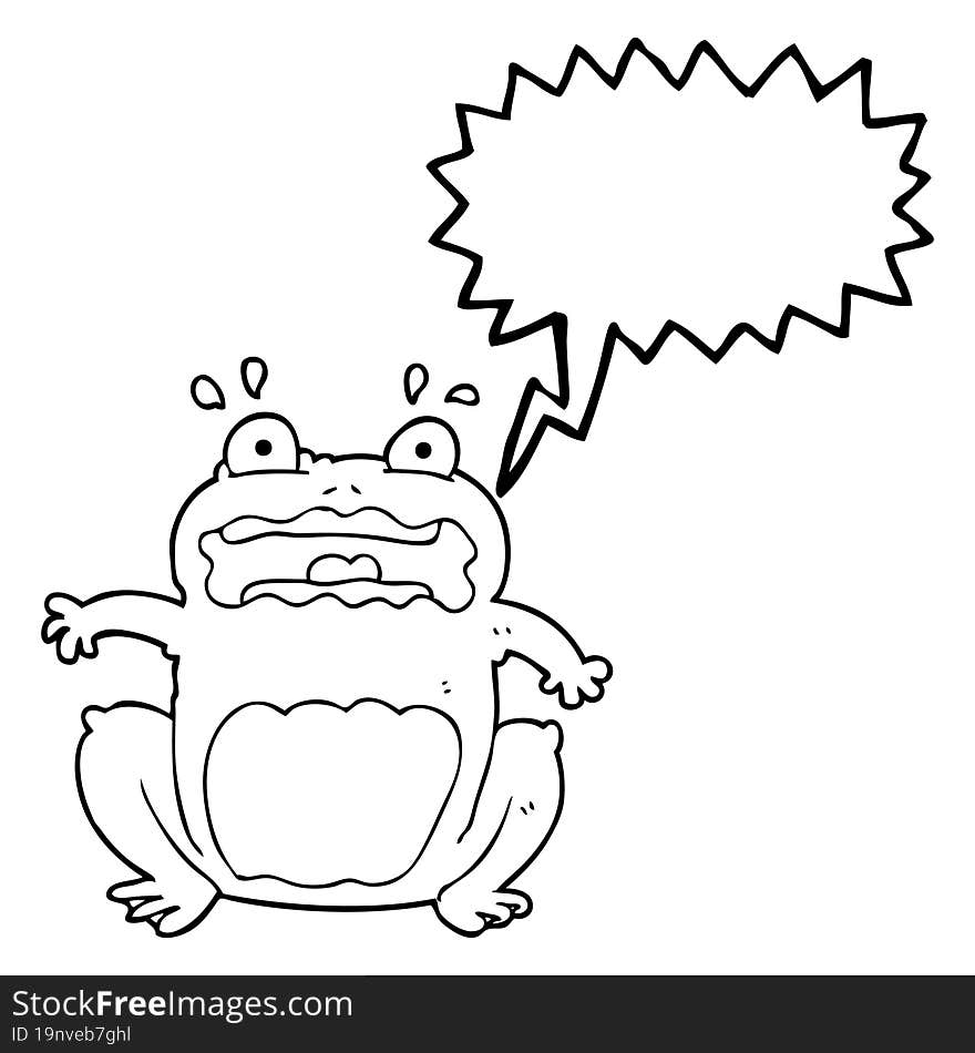 freehand drawn speech bubble cartoon funny frightened frog