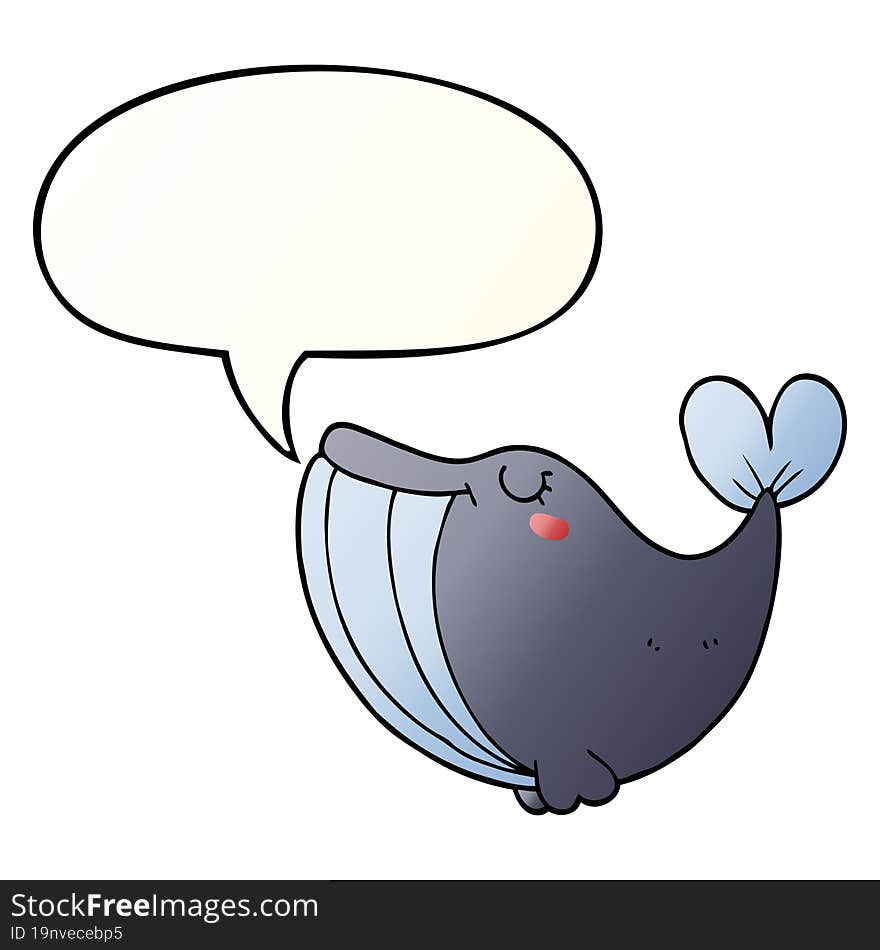 Cartoon Whale And Speech Bubble In Smooth Gradient Style