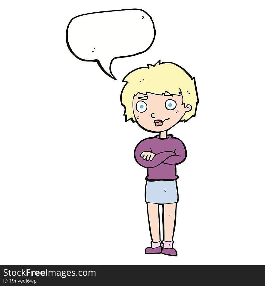 cartoon annoyed woman with speech bubble