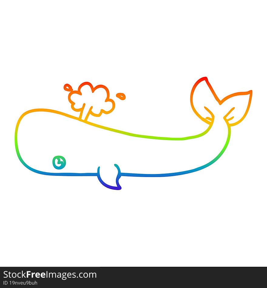 Rainbow Gradient Line Drawing Cartoon Whale