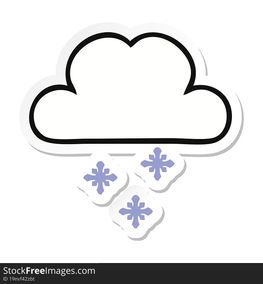 sticker of a cute cartoon snow cloud