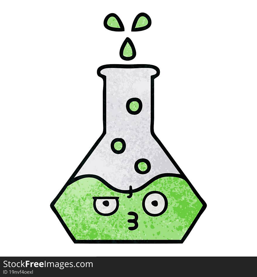 retro grunge texture cartoon of a science beaker