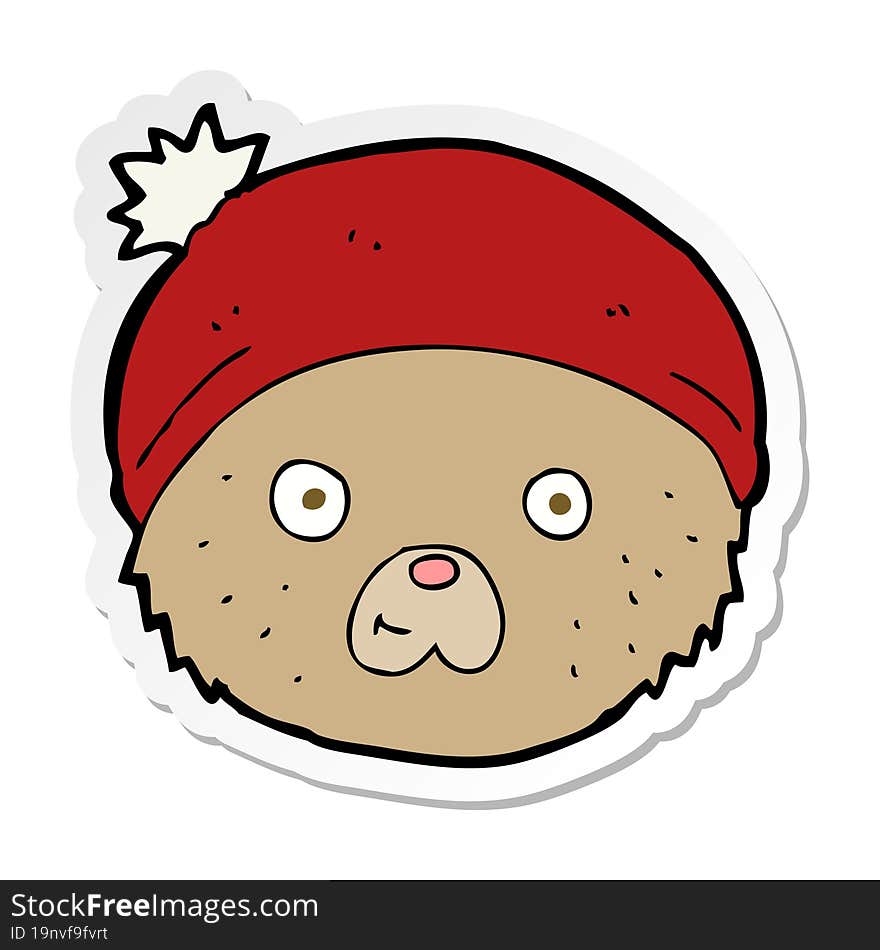 sticker of a cartoon teddy bear face