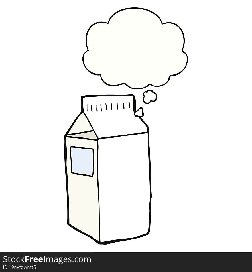 Cartoon Milk Carton And Thought Bubble