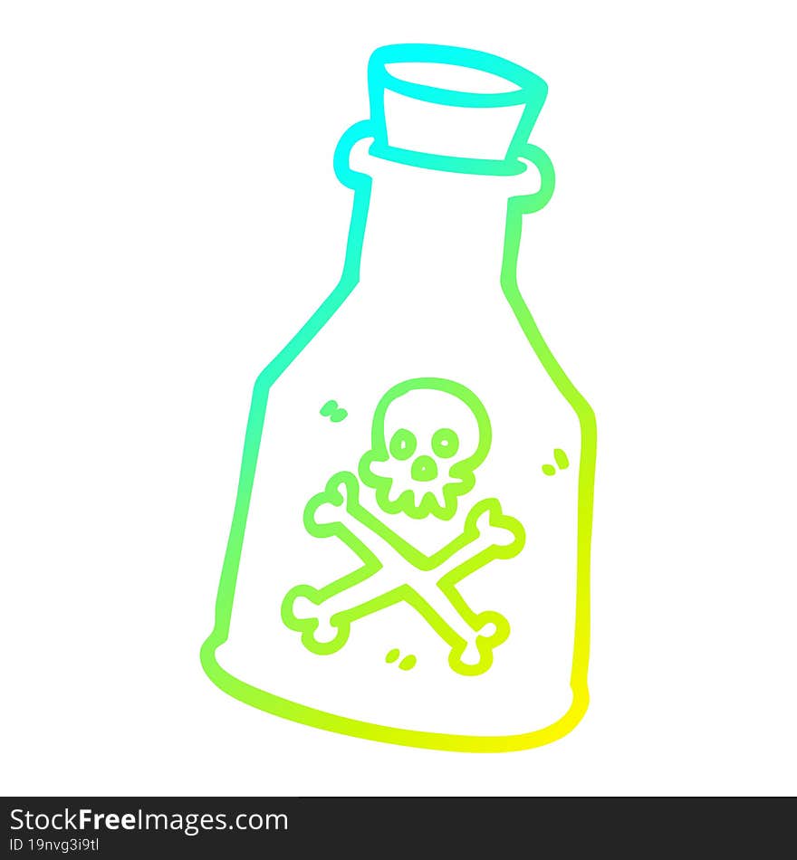 cold gradient line drawing cartoon poison bottle