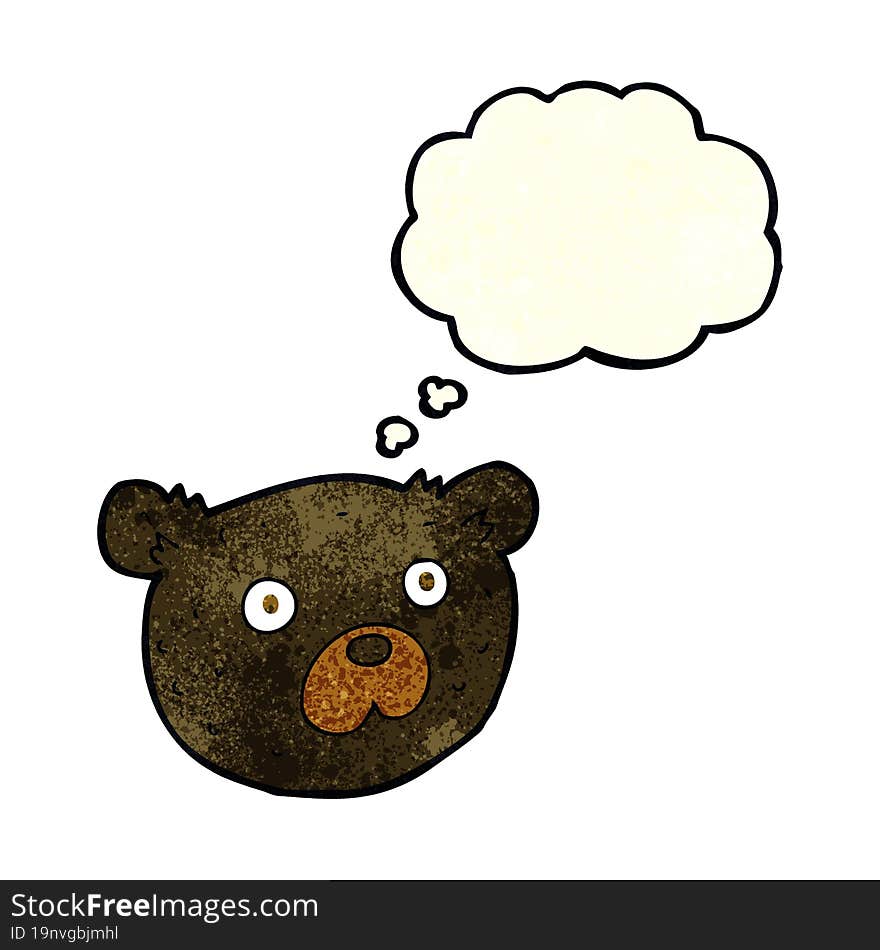 cartoon black bear with thought bubble