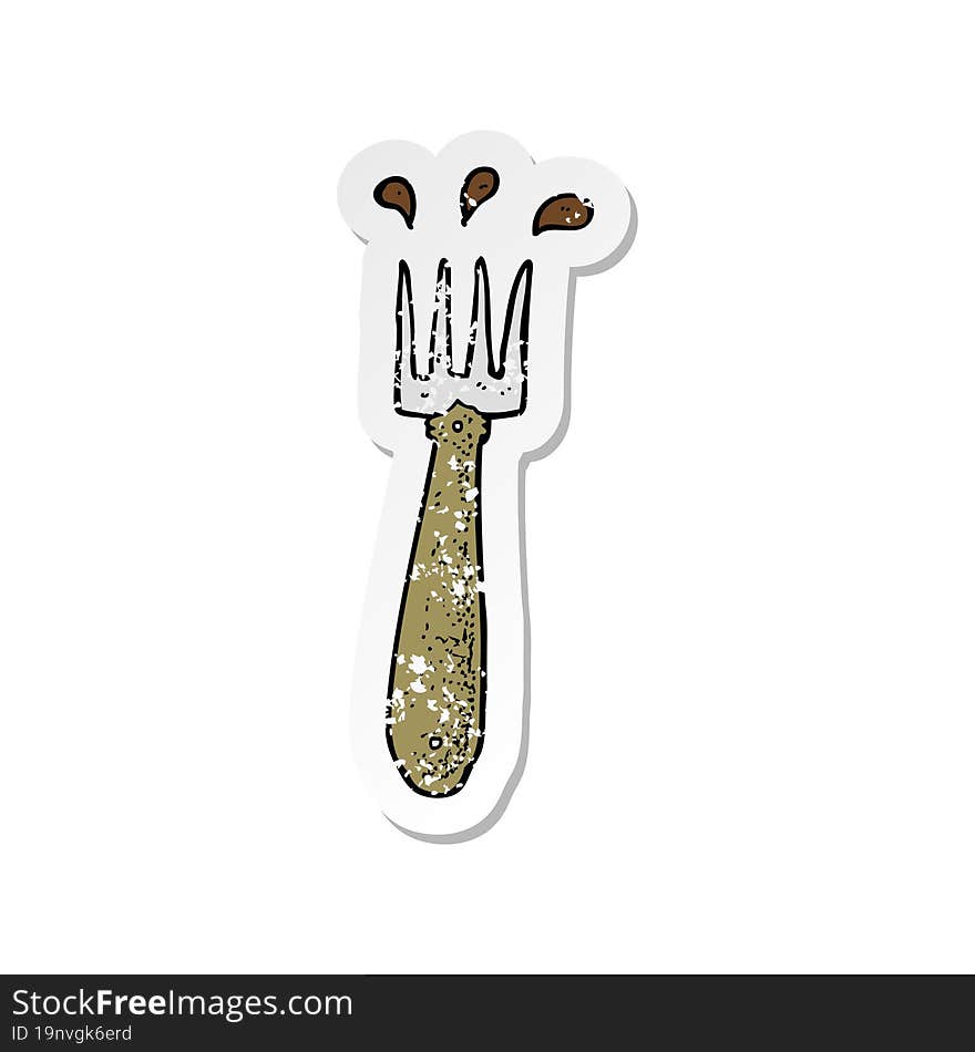 Retro Distressed Sticker Of A Cartoon Fork