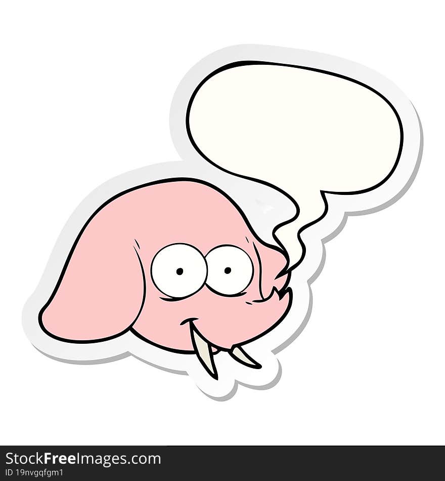 cartoon elephant face and speech bubble sticker