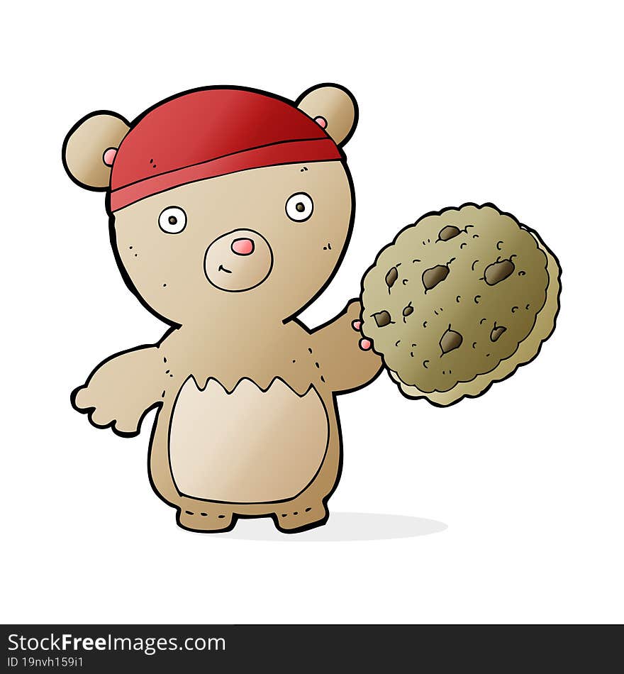 cartoon teddy bear with cookie