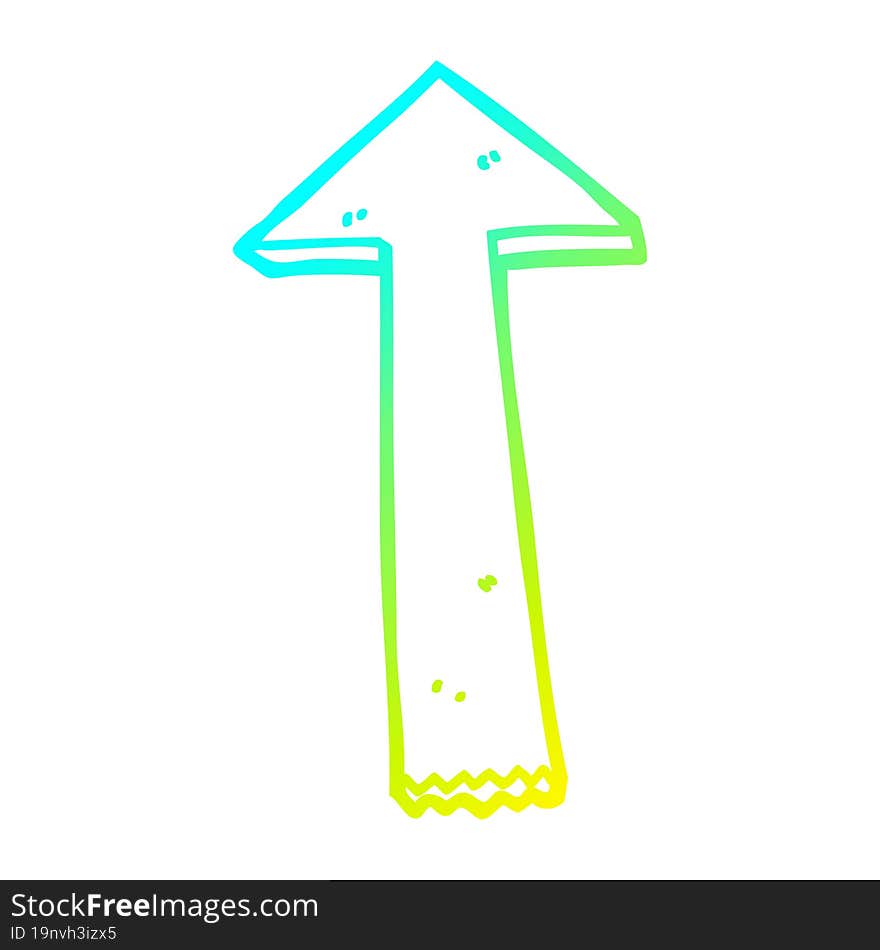 cold gradient line drawing cartoon pointing arrow