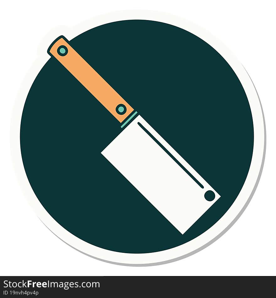 Tattoo Style Sticker Of A Meat Cleaver