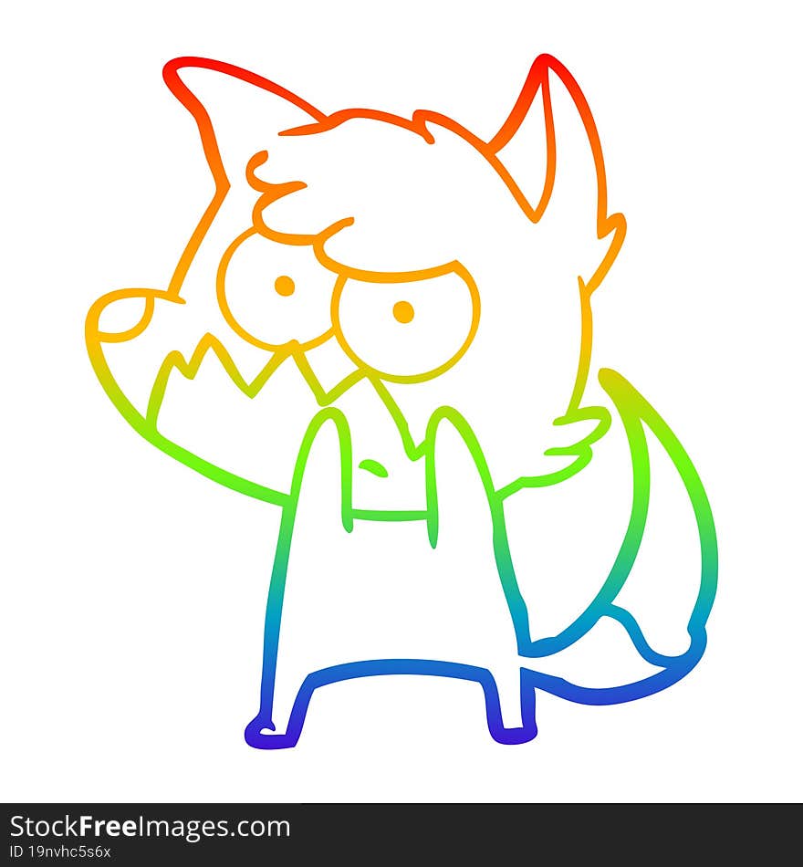 rainbow gradient line drawing cartoon annoyed fox