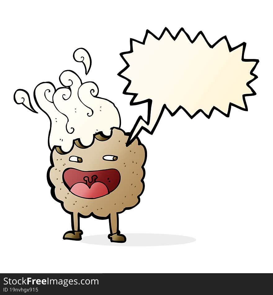 Cookie Cartoon Character With Speech Bubble