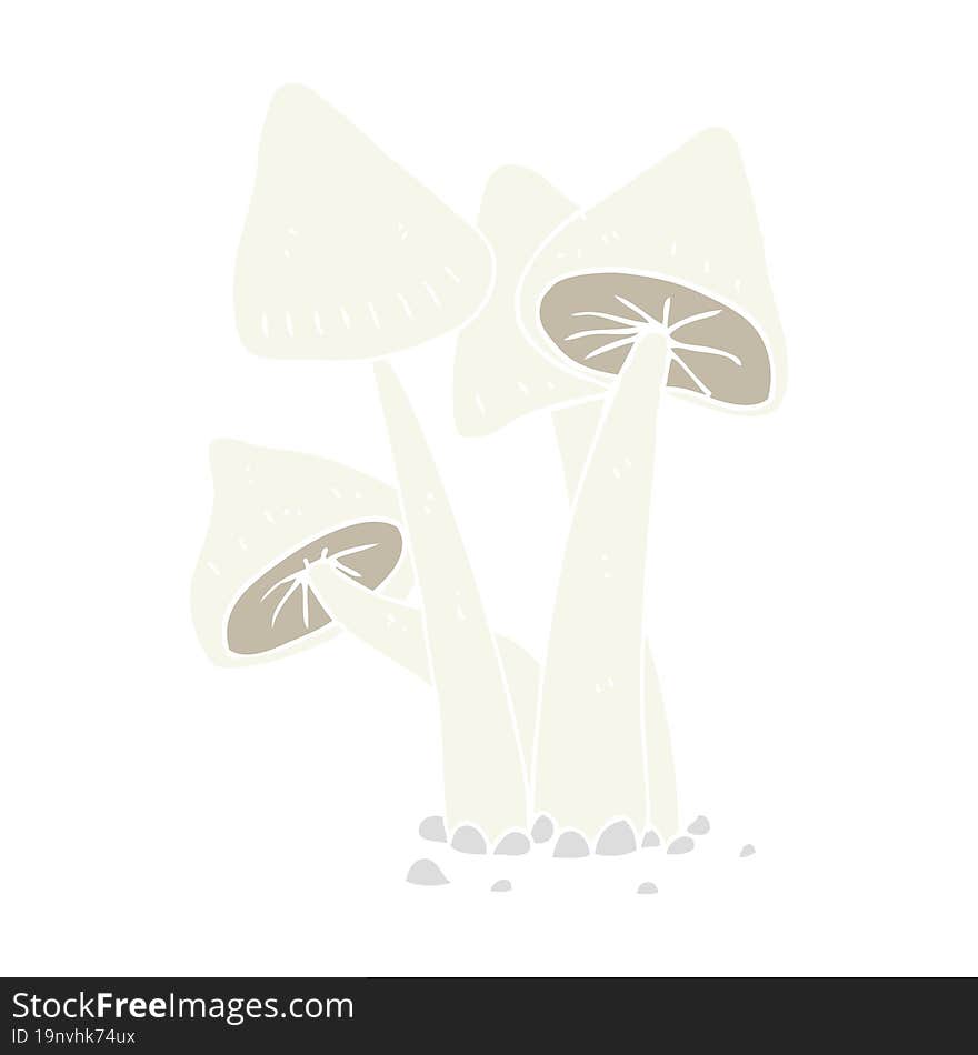 flat color illustration of a cartoon mushrooms