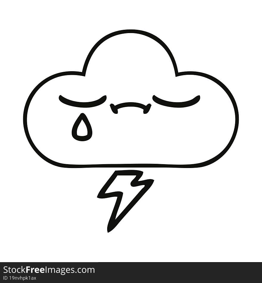 line drawing cartoon thunder cloud