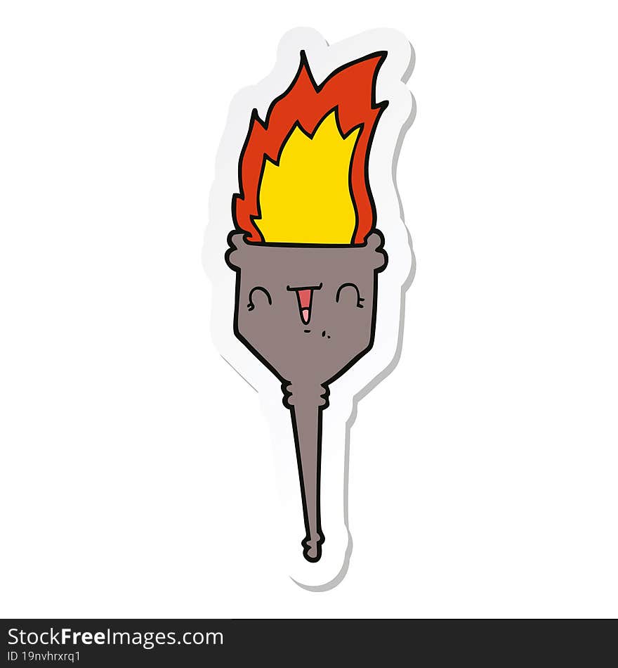 sticker of a cartoon flaming chalice