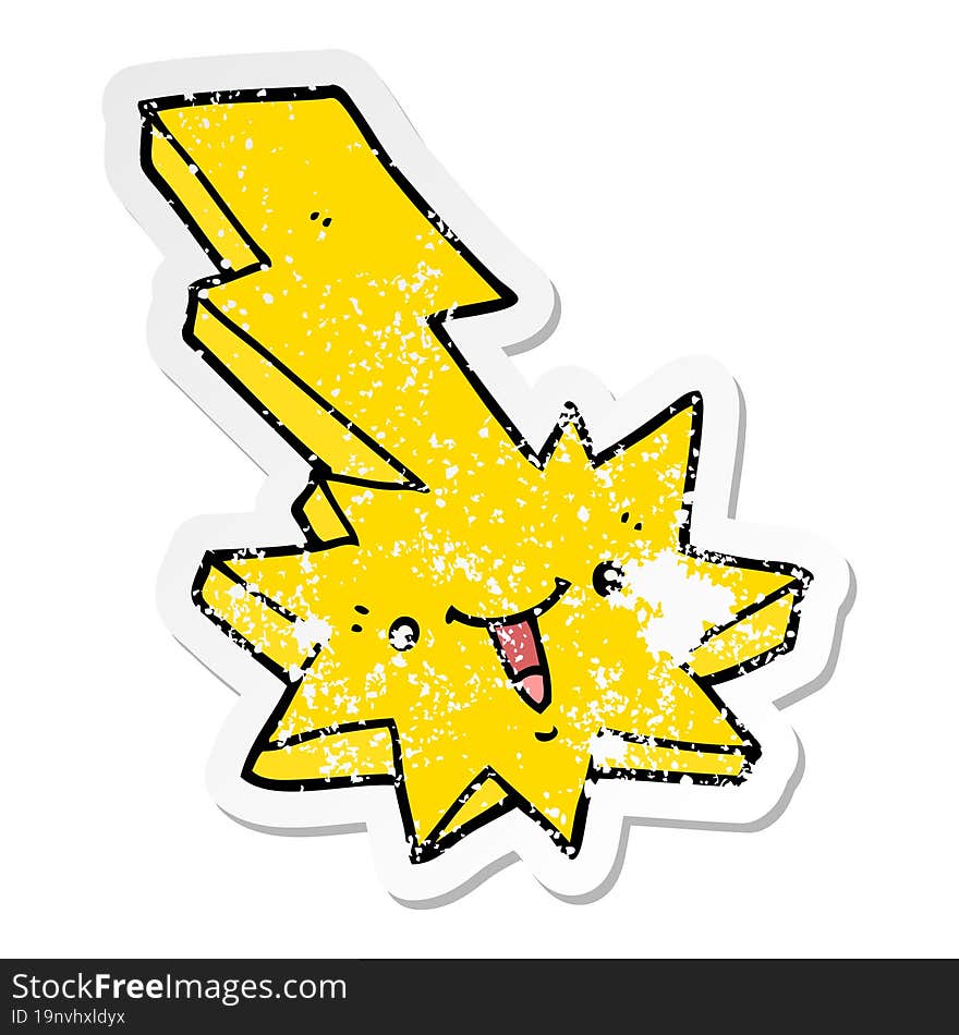 distressed sticker of a cartoon lightning strike