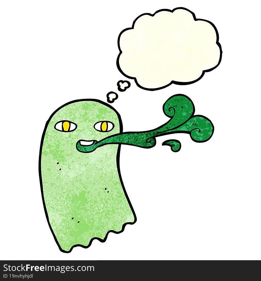 Funny Cartoon Ghost With Thought Bubble