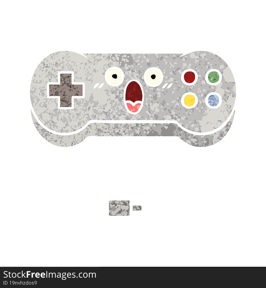 retro illustration style cartoon game controller