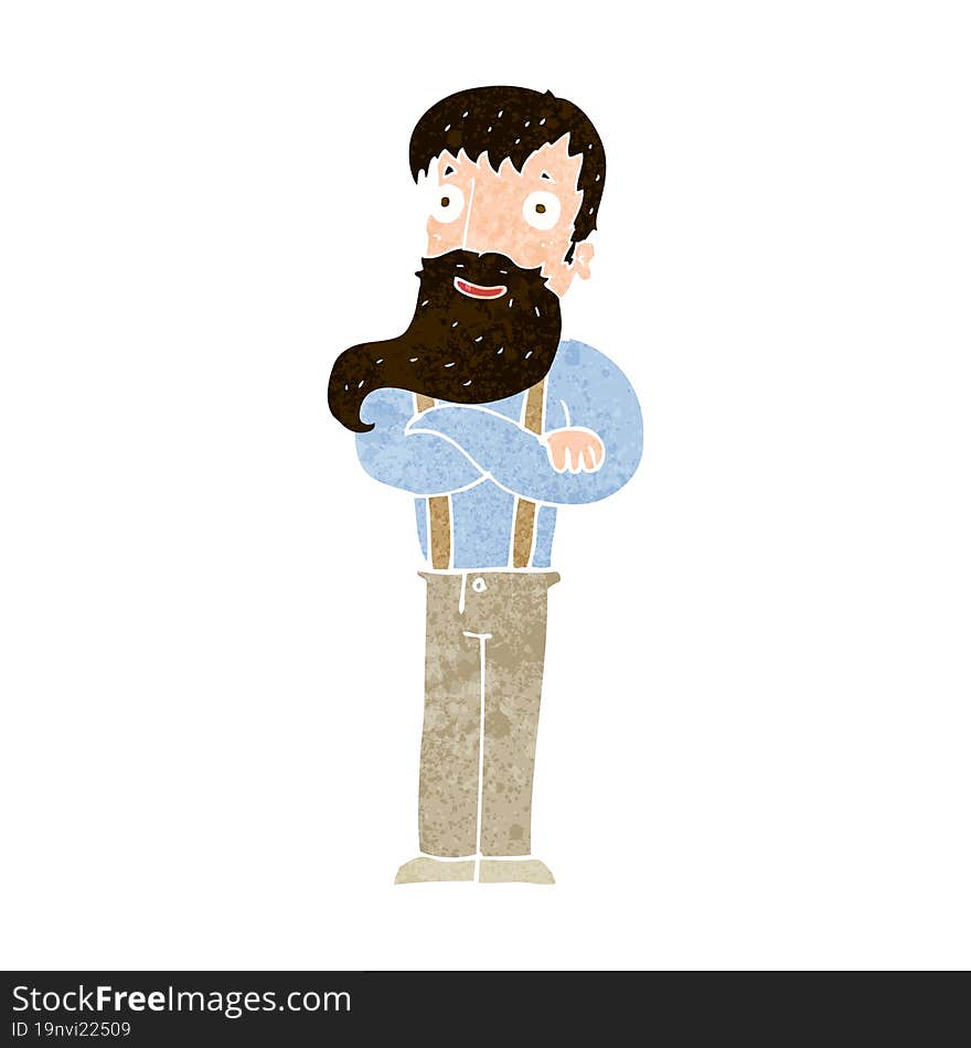 Cartoon Bearded Hipster Man