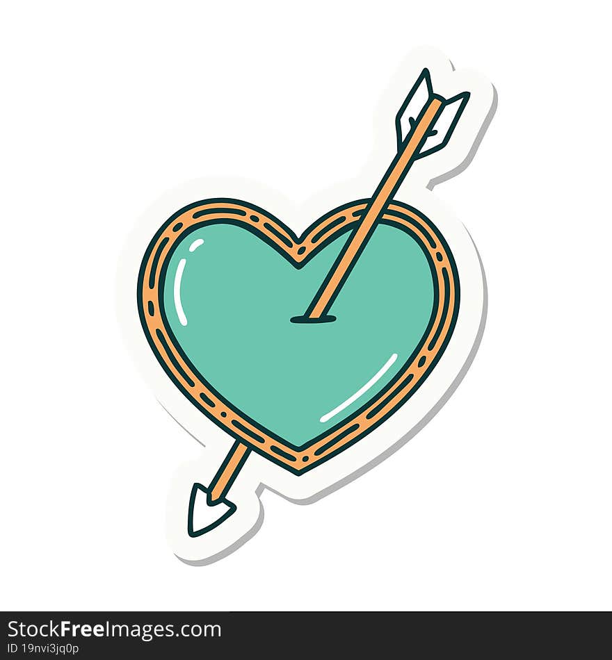 sticker of tattoo in traditional style of an arrow and heart. sticker of tattoo in traditional style of an arrow and heart