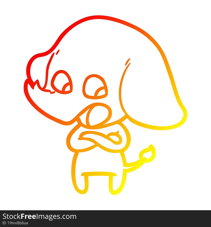 warm gradient line drawing cute cartoon elephant