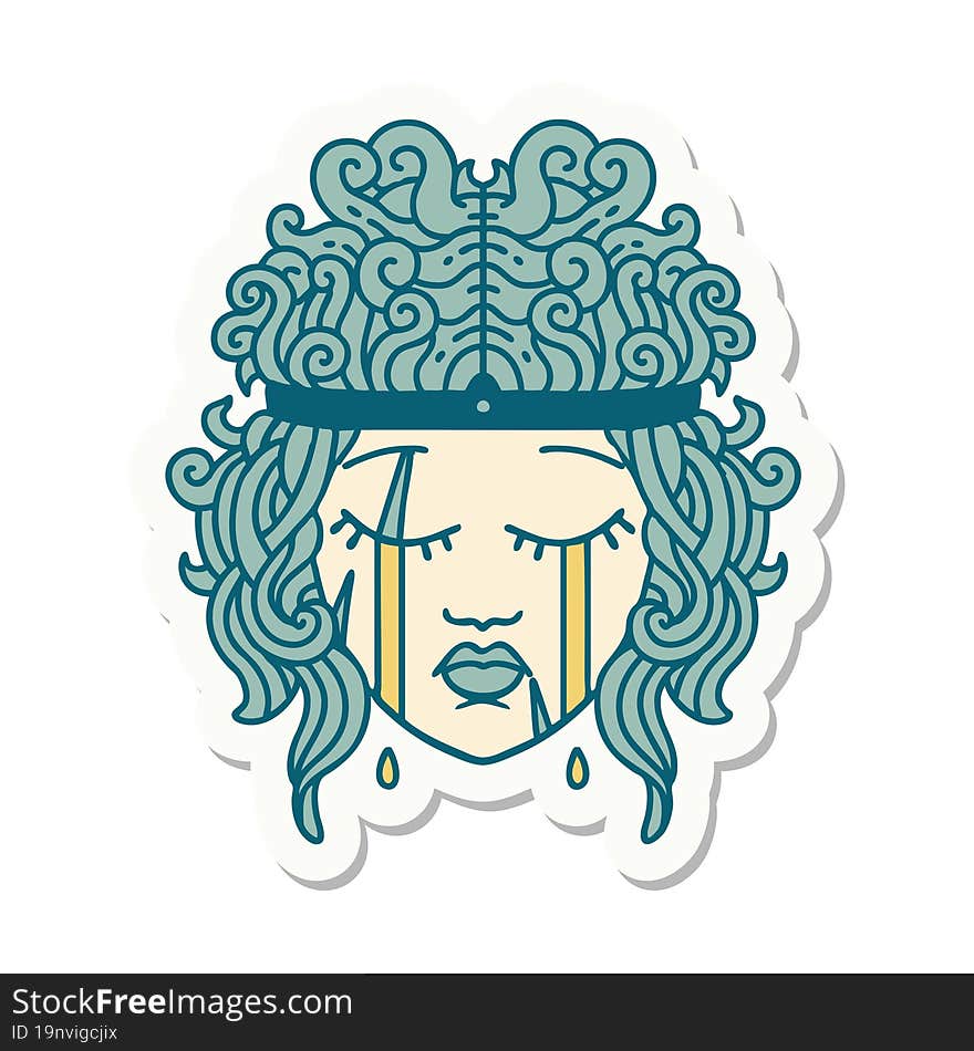 crying human barbarian sticker