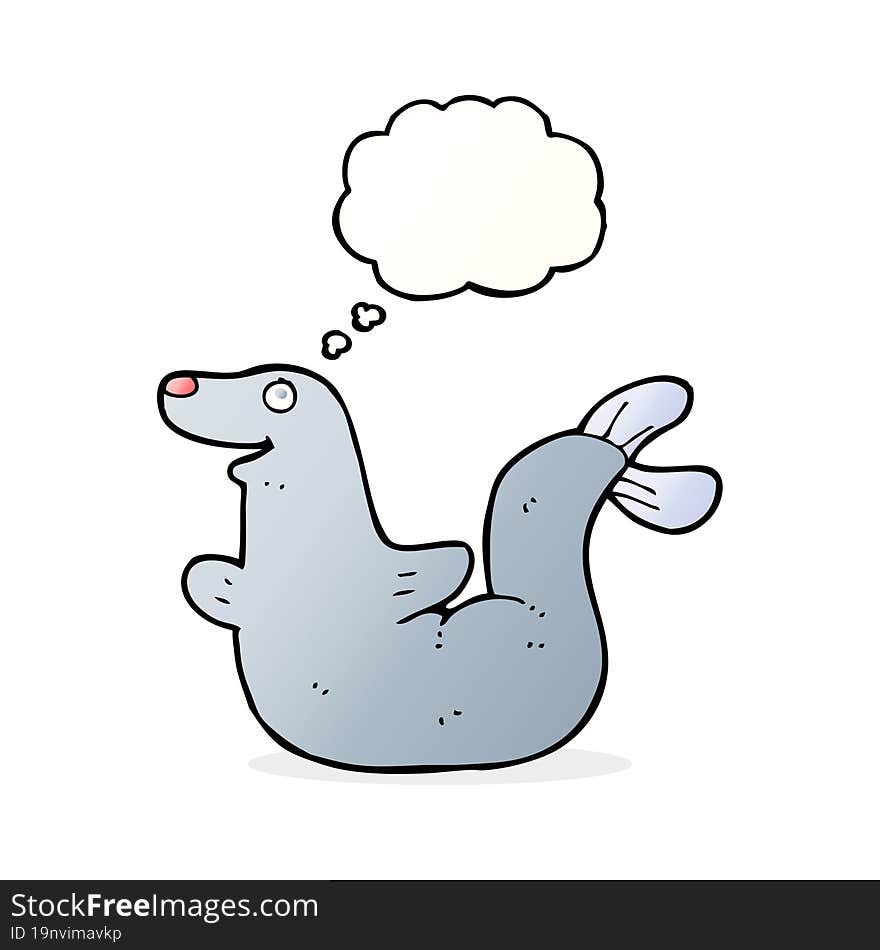 cartoon seal with thought bubble