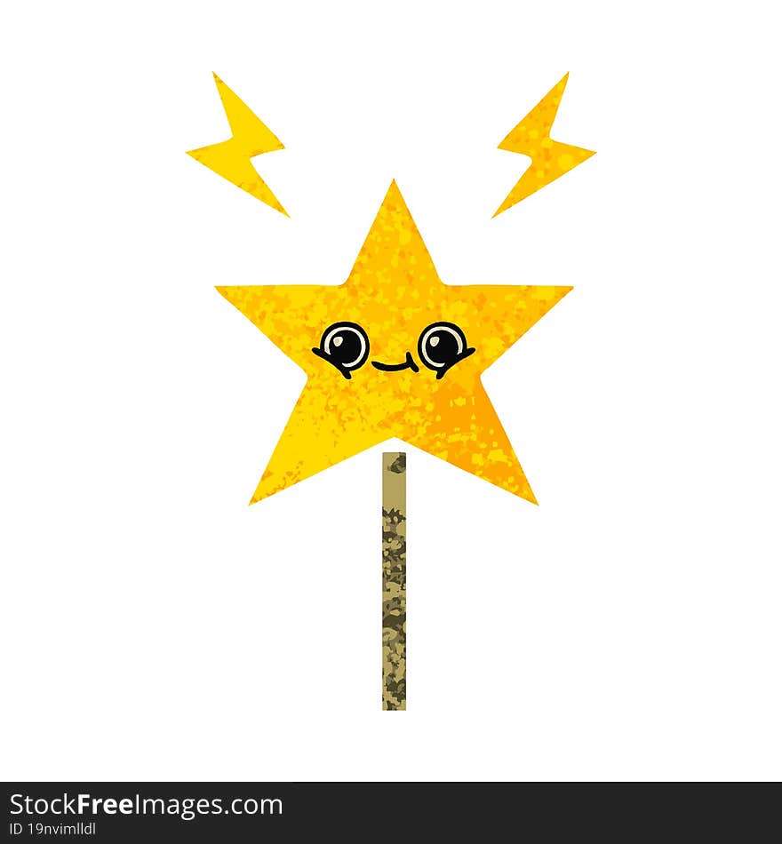 retro illustration style cartoon magic wand