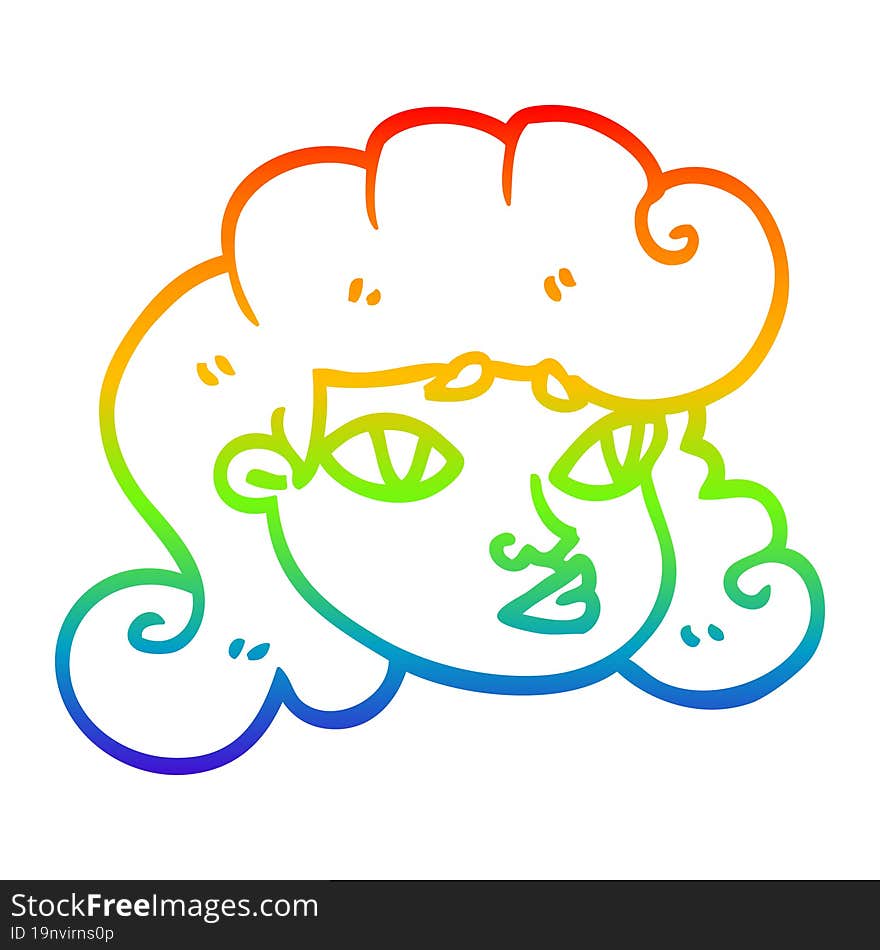 rainbow gradient line drawing cartoon blond girls face