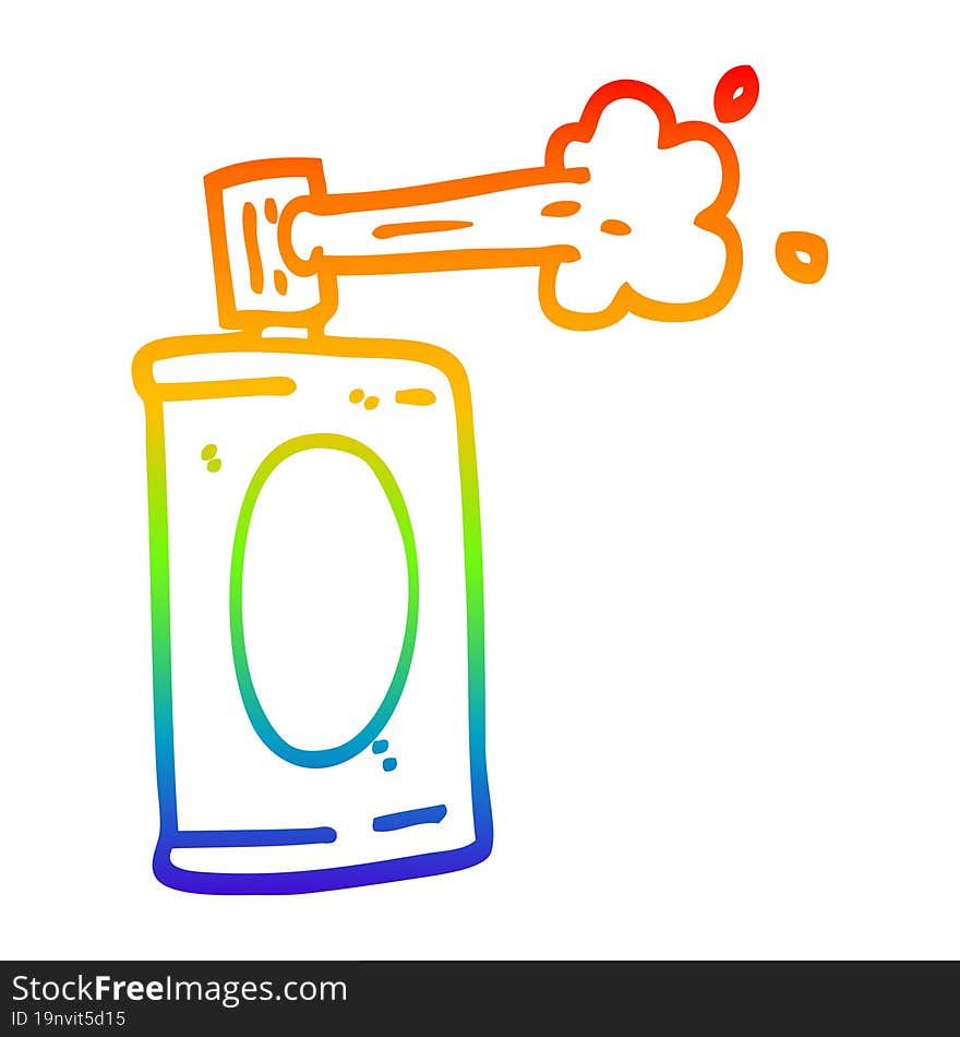 rainbow gradient line drawing cartoon spray can