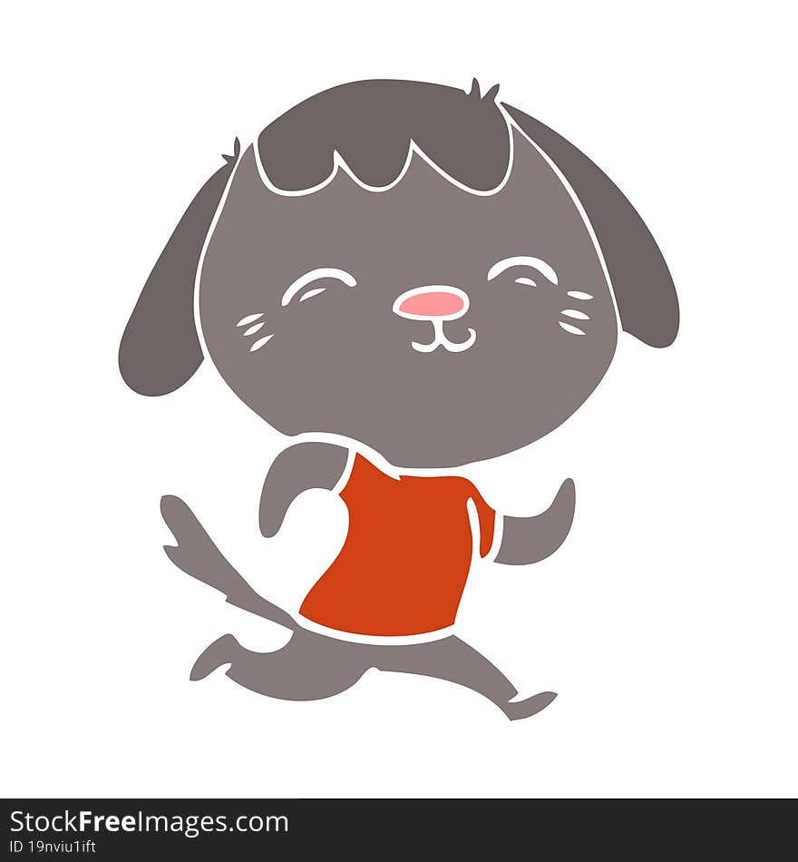 happy flat color style cartoon dog running