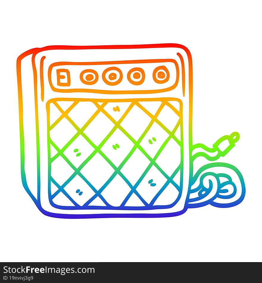 rainbow gradient line drawing cartoon retro speaker system