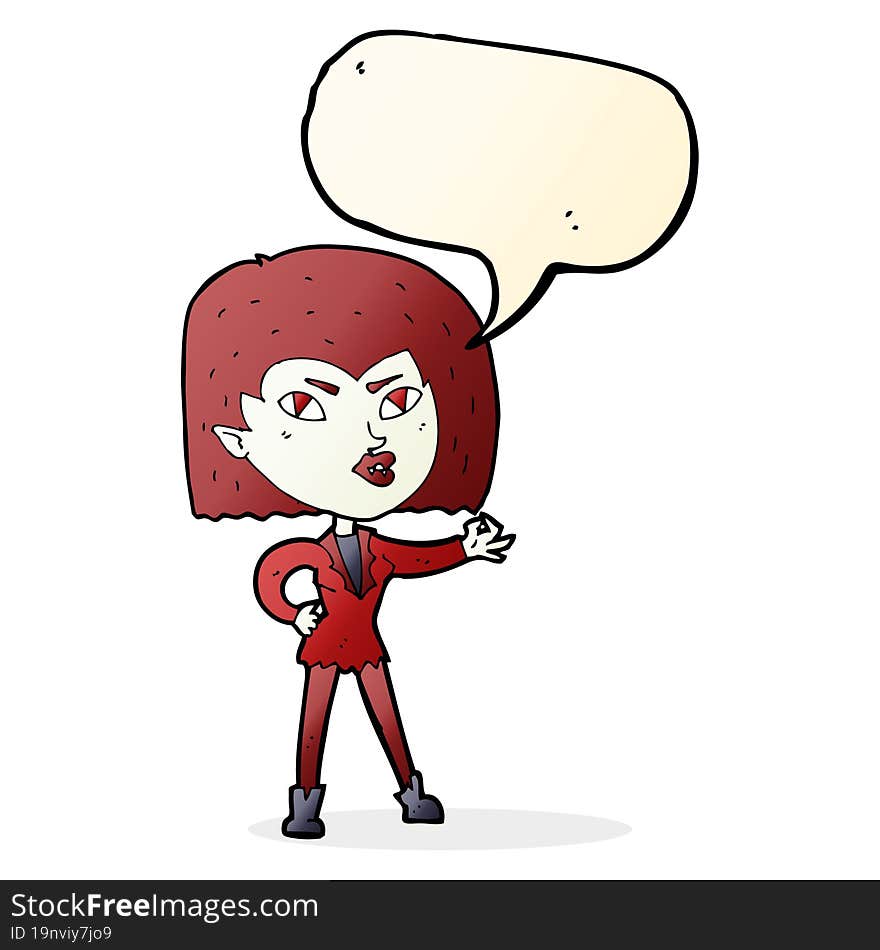 Cartoon Vampire Girl With Speech Bubble