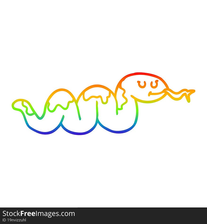 rainbow gradient line drawing cartoon snake