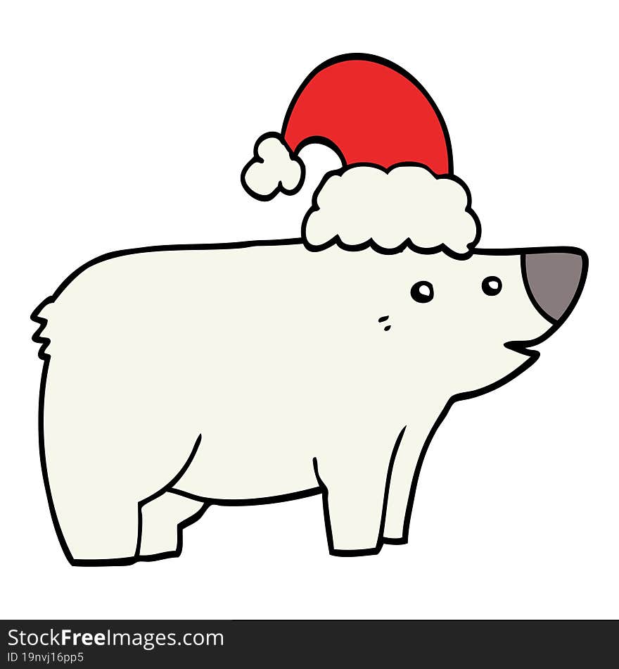 cartoon bear wearing christmas hat