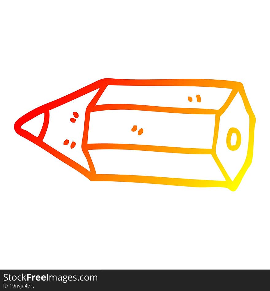 warm gradient line drawing of a cartoon coloring pencil