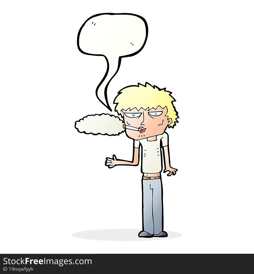 cartoon smoker with speech bubble