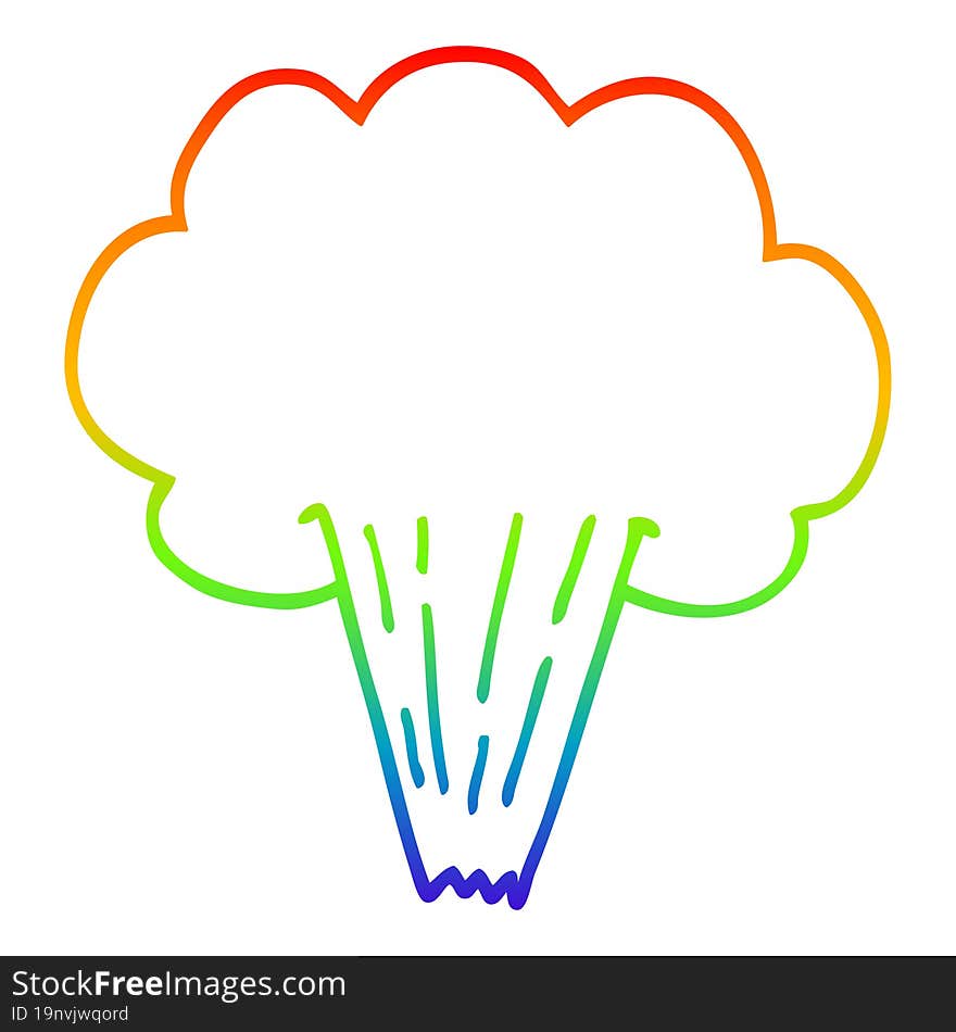 rainbow gradient line drawing cartoon whooshing cloud