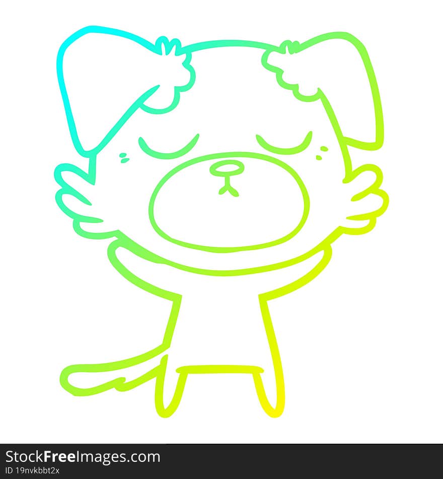 Cold Gradient Line Drawing Cute Cartoon Dog