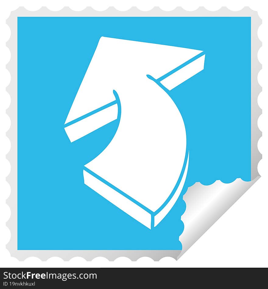 quirky square peeling sticker cartoon arrow