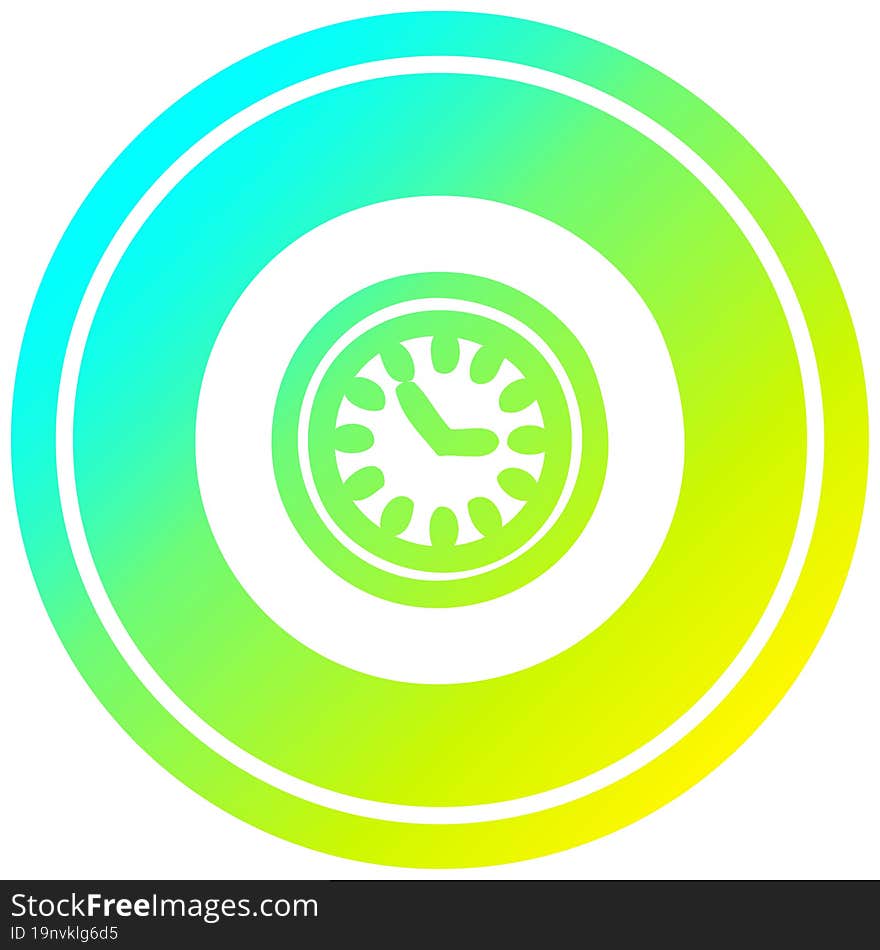 wall clock circular in cold gradient spectrum