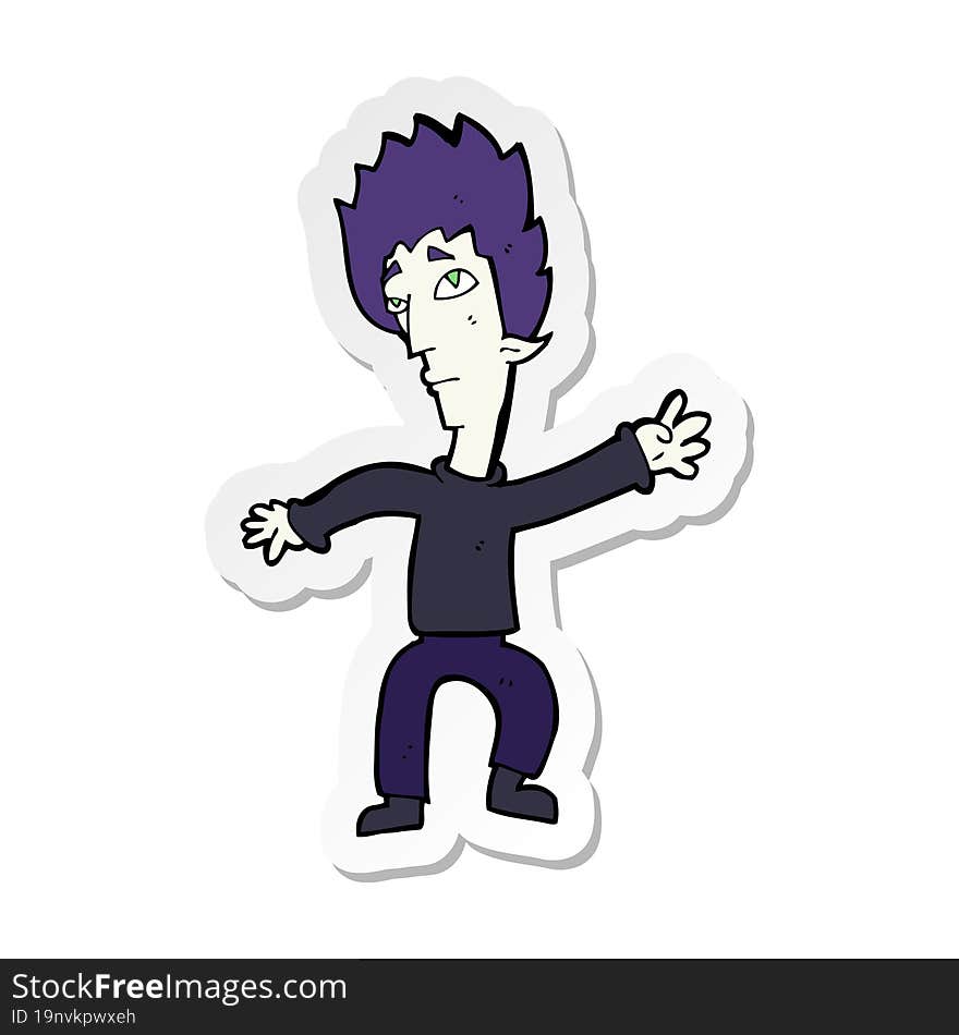 Sticker Of A Cartoon Vampire Man