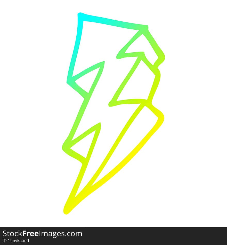 Cold Gradient Line Drawing Cartoon Lightning Bolt