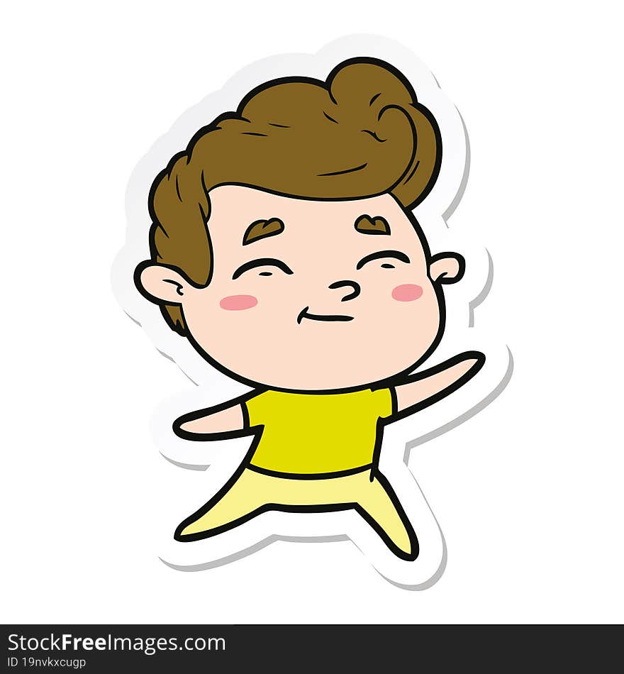 sticker of a happy cartoon man