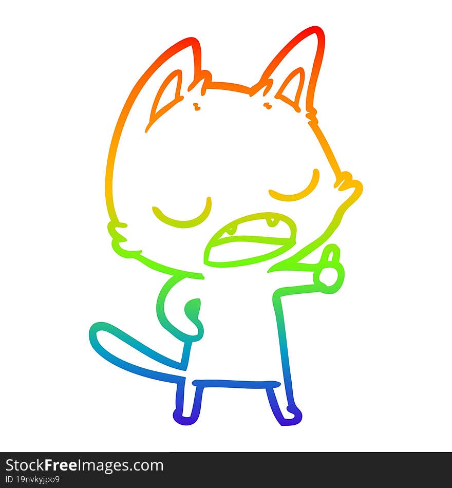 rainbow gradient line drawing talking cat cartoon