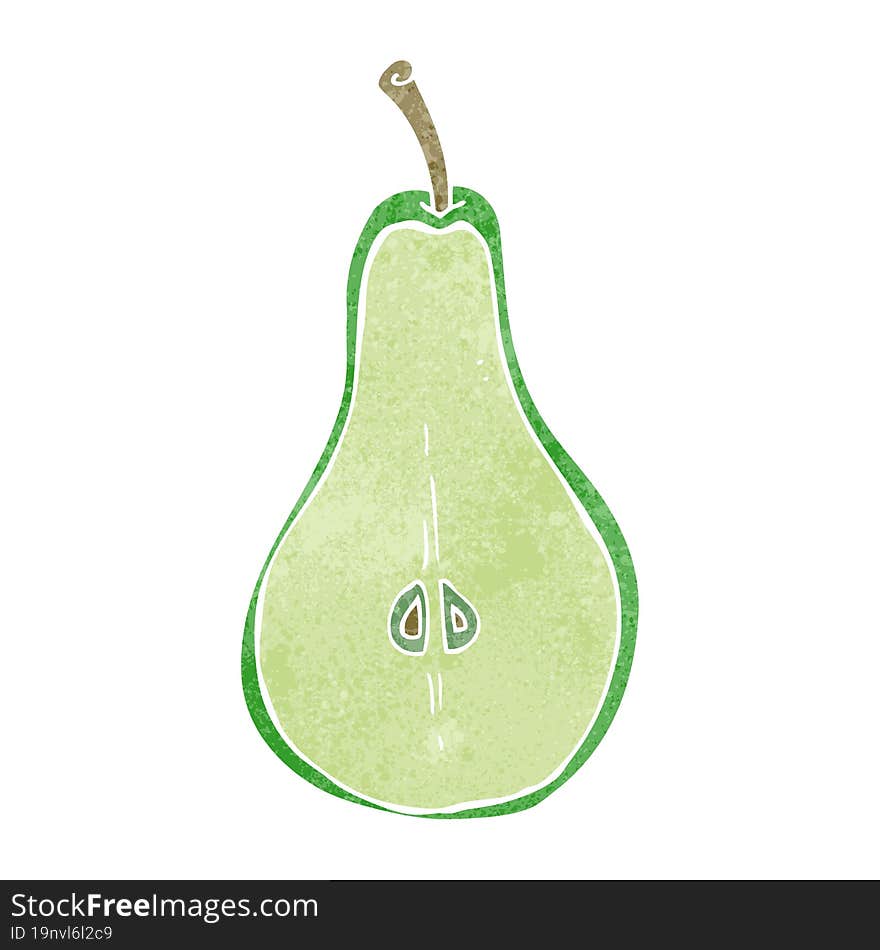 retro cartoon half pear