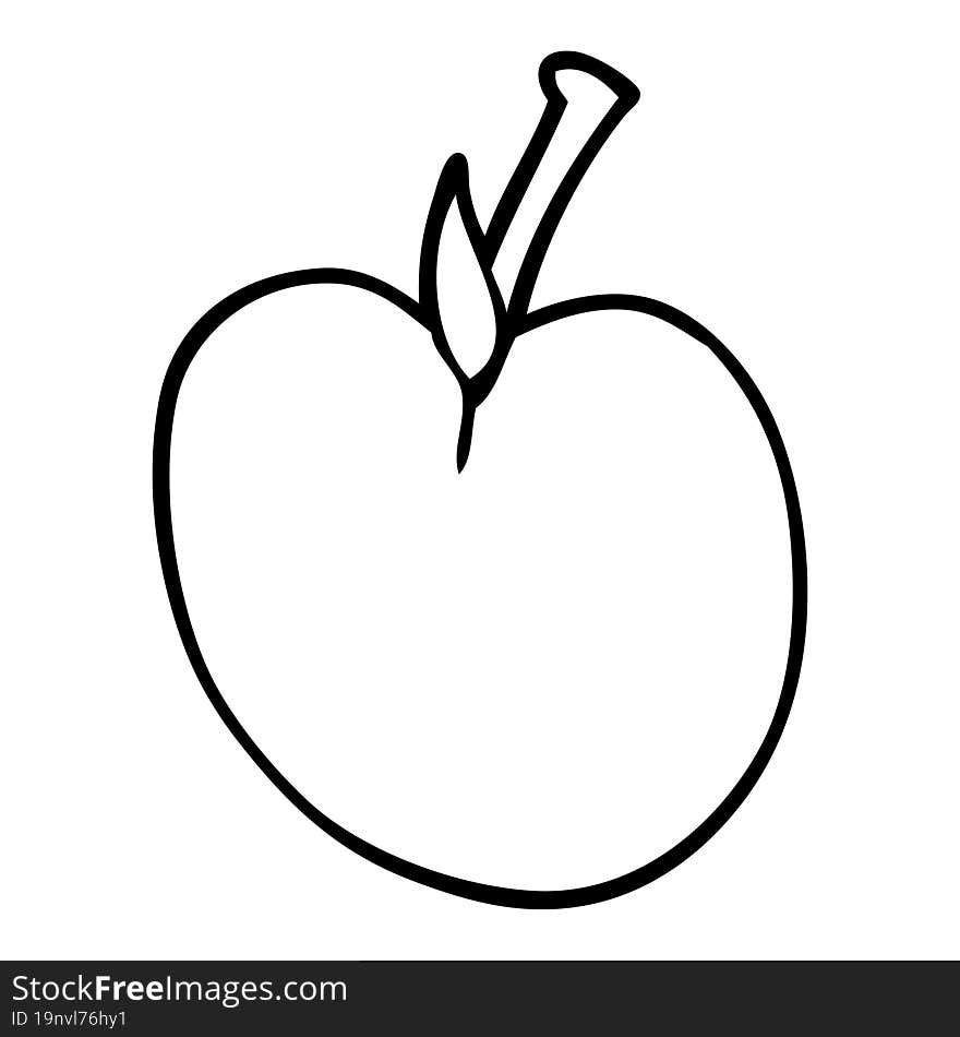 Line Drawing Cartoon Apple