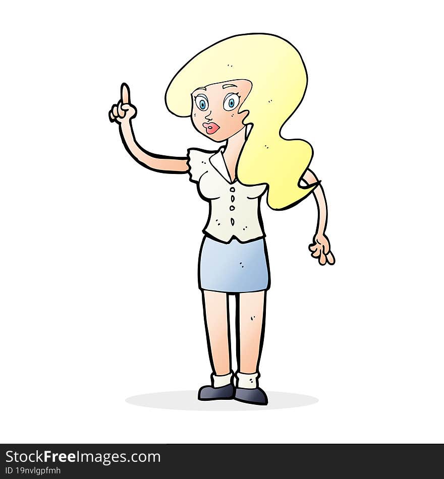 cartoon pretty woman with idea